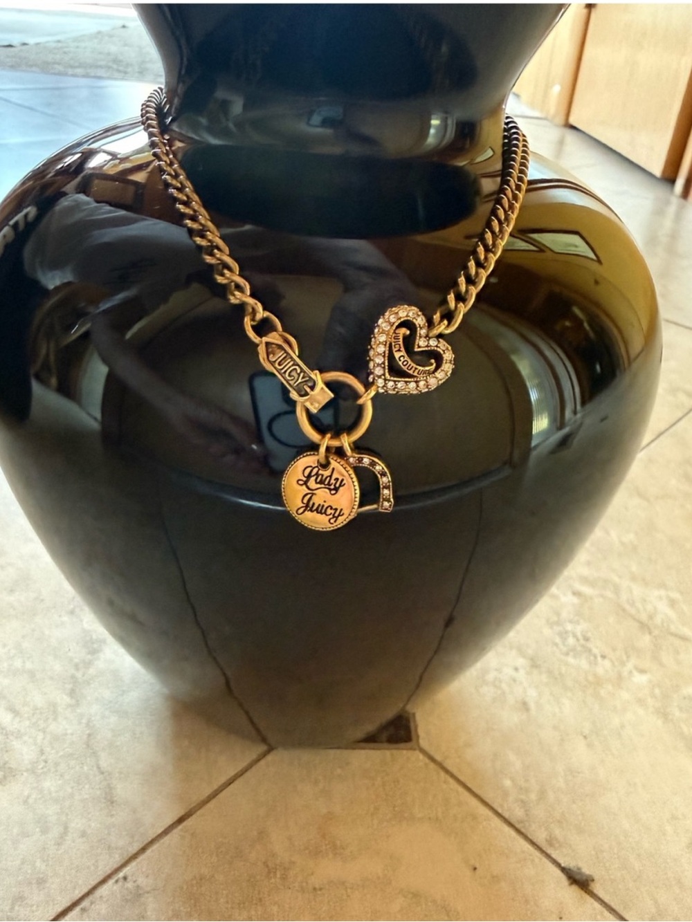 Juicy Couture Gold-Tone 'Lady Juicy' Charm Toggle Necklace